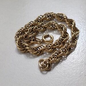 Vintage Double Link Chain Bracelet 12K Gold Filled Textured Rope Style